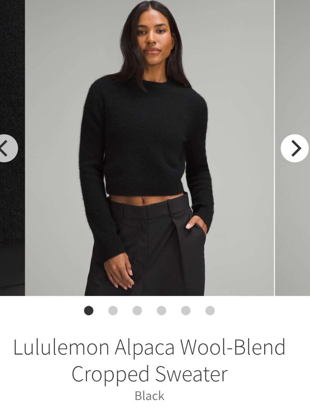 lululemon athletica Black Cropped Crewneck Alpaca-Blend Sweater